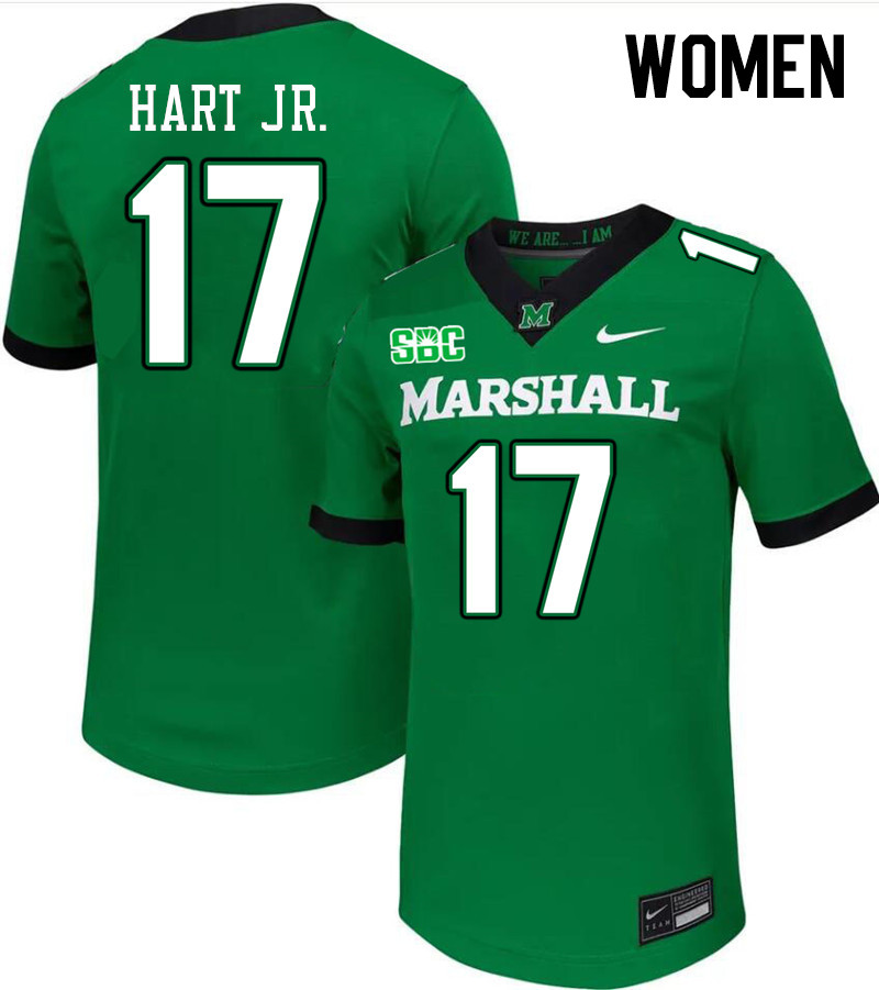 Women #17 Leon Hart Jr. Marshall Thundering Herd SBC Conference College Football Jerseys Stitched-Gr